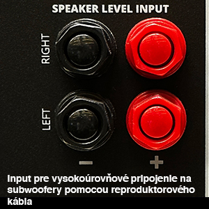 Input pre vysokoúrovňové pripojenie na subwoofery pomocou reproduktorového kábla