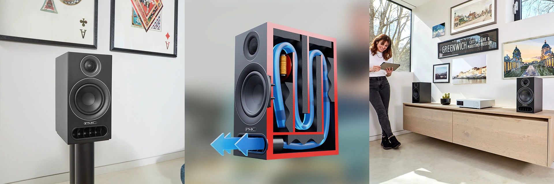 pmc-prodigy1-cierna-popis-transmission-line-system - Enigma High Fidelity Audio Koláž detailov PMC prodigy1
