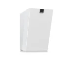 White, tall bookshelf speaker with a perforated front grill and a small black SVS badge at the top.