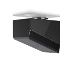 Modern black rectangular ceiling light fixture mounted to the ceiling with a frosted underside edge.