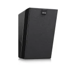 Tall black SVS speaker with textured fabric grille and glossy sides, angled slightly. (Product image)