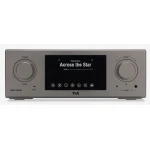 Front view of a T+A audio component with a central touchscreen showing 'Across the Star' by Samuel Kim.