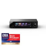 Front view of the Eversolo DAC‑Z10, a black audio DAC with a colorful touchscreen panel and a large volume knob on the right, set on a white background with an EISA Best Product 2026–2027 badge in the corner.