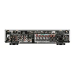 Back panel of a Marantz AV receiver with multiple HDMI, audio, and speaker connectors.
