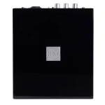 Black rectangular electronic box with a small silver square badge reading REL on the front.
