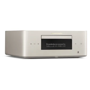 Marantz CD player in beige/silver with a black display showing Brandenburg concerto at center