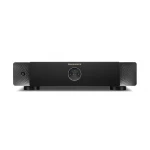 Marantz black stereo amplifier with round zone control dial center, textured side panels, and two feet.