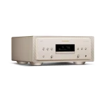 Front view of a beige Marantz integrated amplifier with a brushed metal front panel and a central display panel