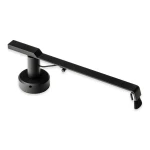 Black adjustable lever with a long arm attached to a circular base; small brush at the end of the arm.