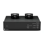 Black Tube Box S3 B audio device with two large circular top components; front panel shows Input, Subsonic, Loading Ohms/pF, Gain dB controls and connectors