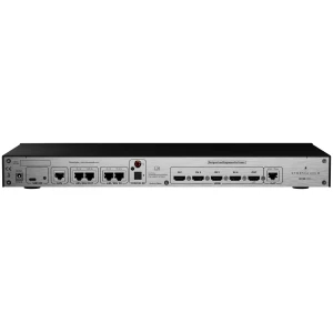 Storm Audio EVO One rear panel with network, digital, HDMI, and power connectors labeled for I/O routing.
